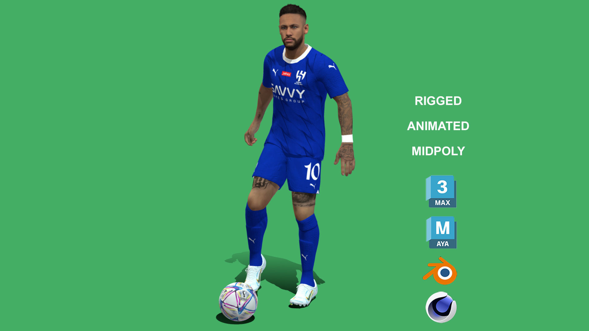3D Rigged Neymar Animation Al-Hilal 2024 3D model_3