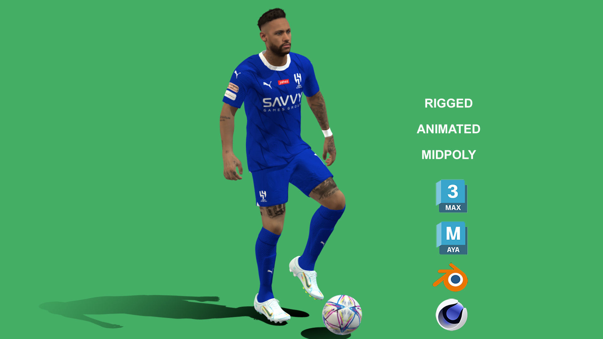 3D Rigged Neymar Animation Al-Hilal 2024 3D model_5