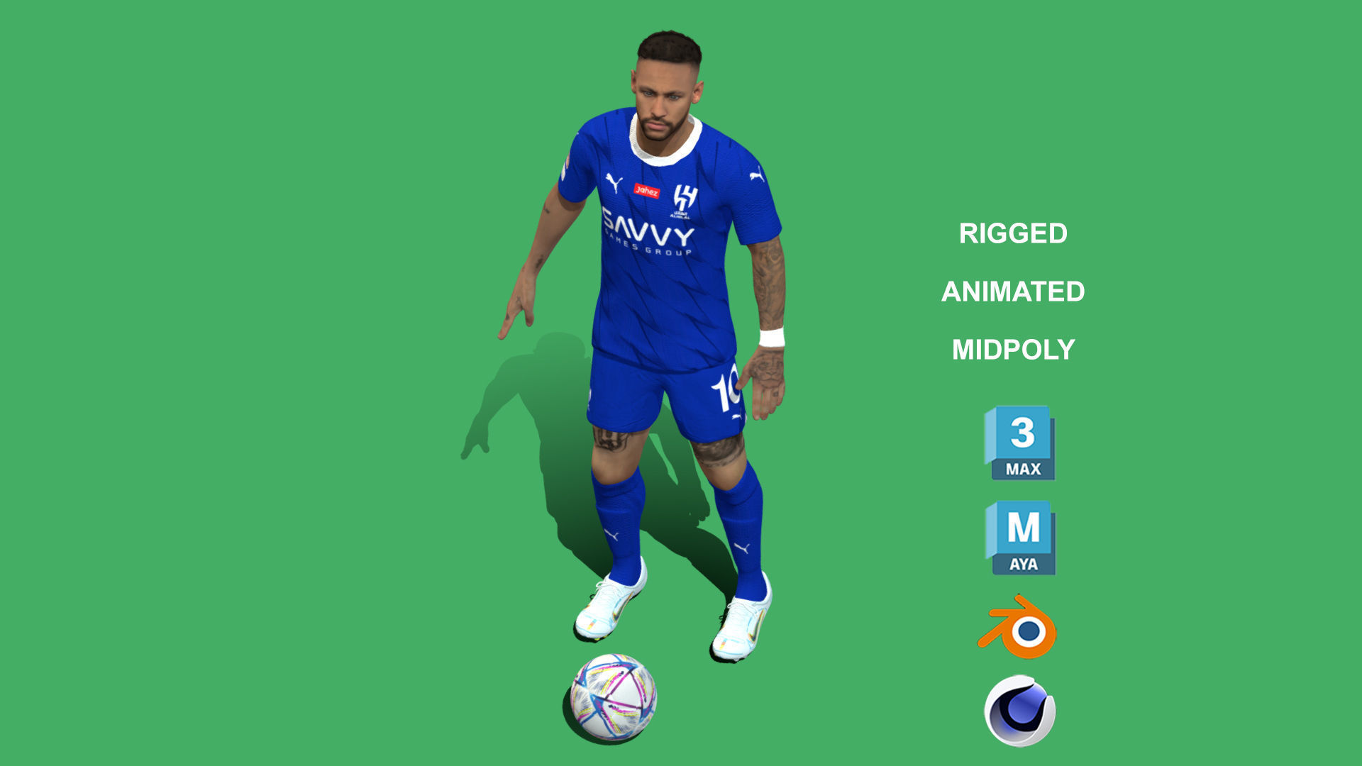 3D Rigged Neymar Animation Al-Hilal 2024 3D model_7