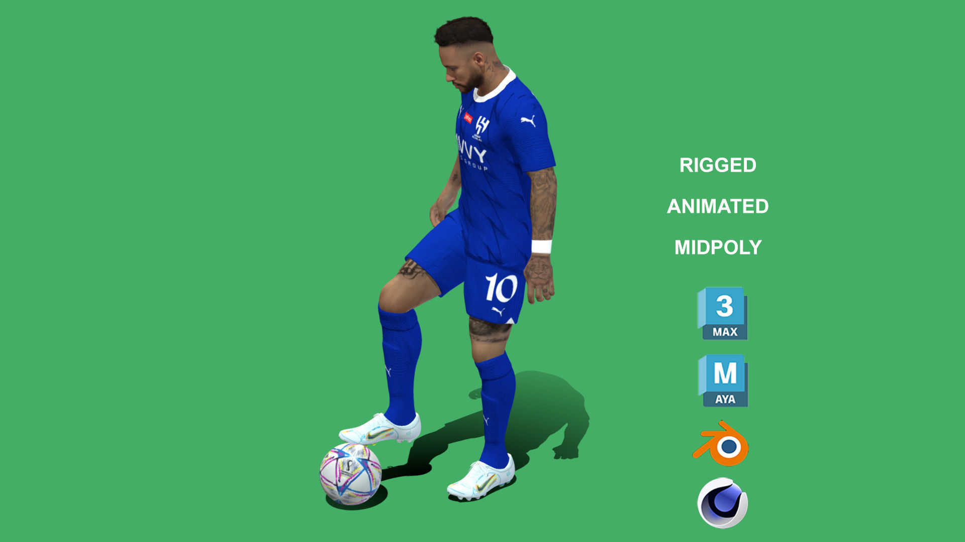 3D Rigged Neymar Animation Al-Hilal 2024 3D model_4