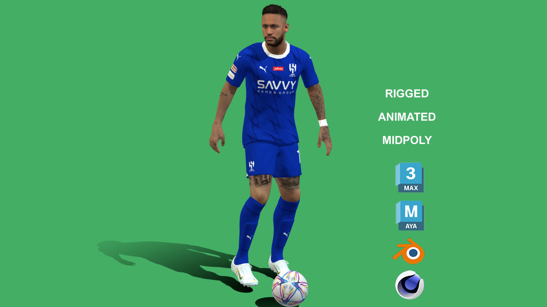 3D Rigged Neymar Animation Al-Hilal 2024 3D model_6