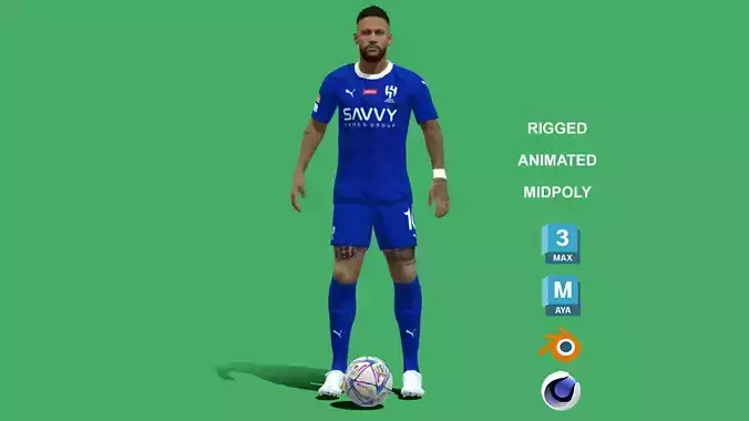 3D Rigged Neymar Animation Al-Hilal 2024 3D model
