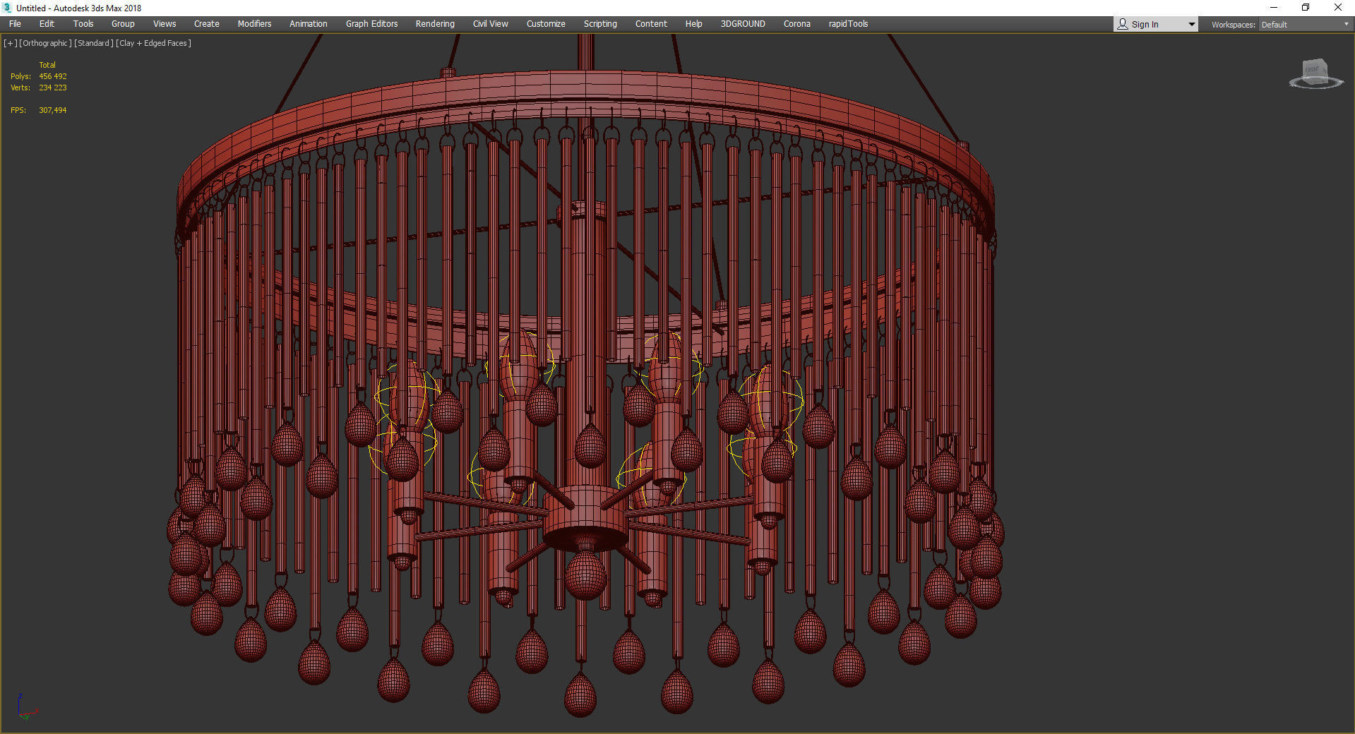 Piper 6 Light Chandelier Round Pendant Light Low-poly 3D model_3