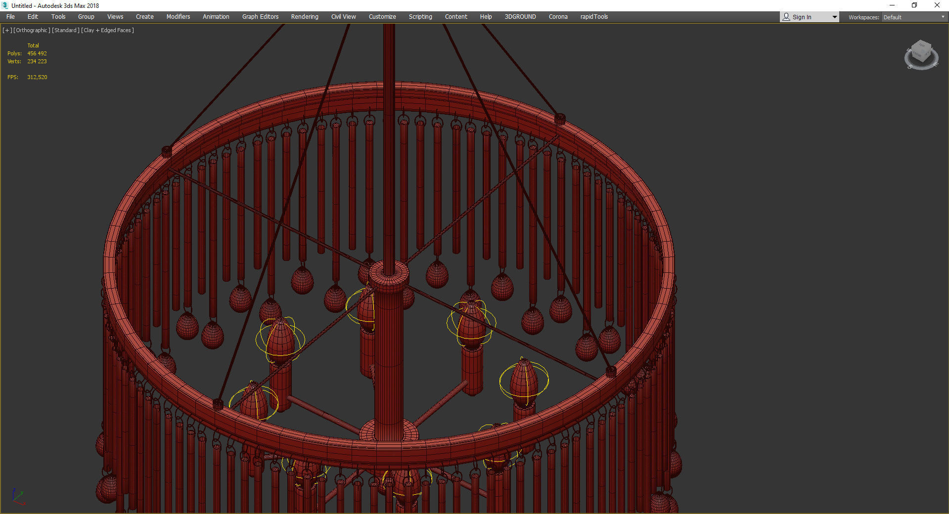 Piper 6 Light Chandelier Round Pendant Light Low-poly 3D model_4