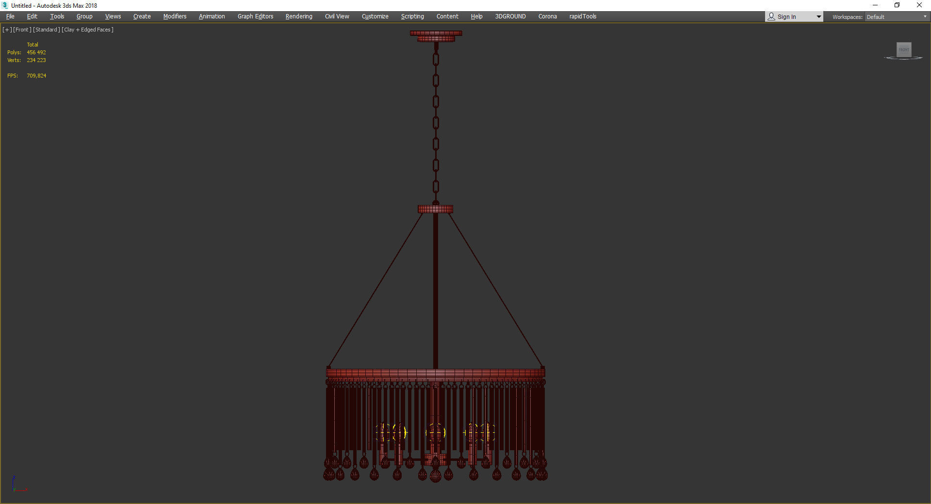 Piper 6 Light Chandelier Round Pendant Light Low-poly 3D model_2