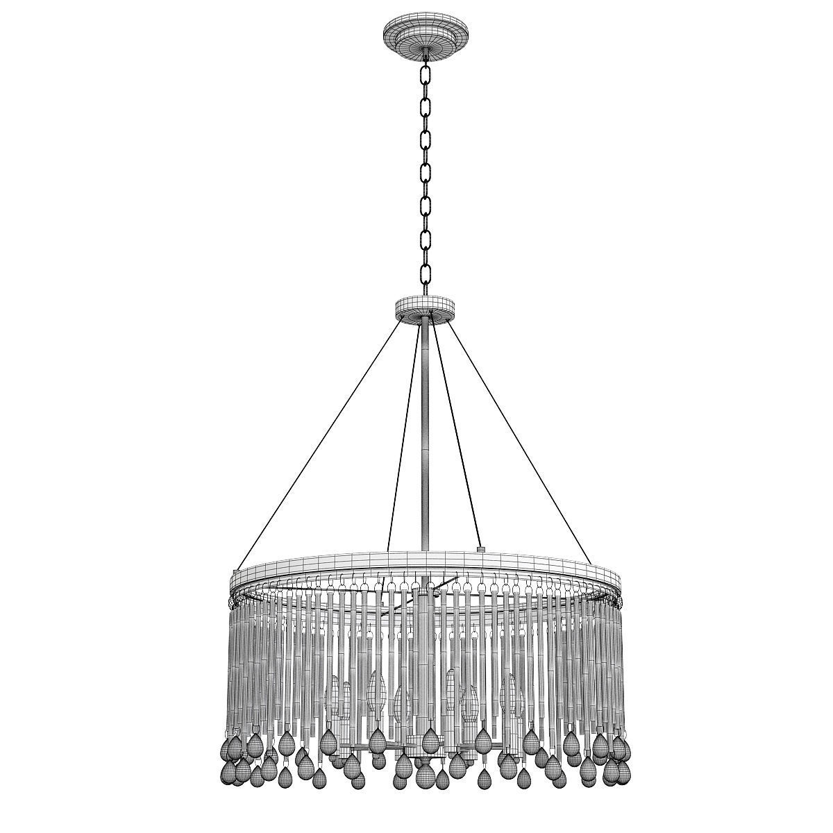 Piper 6 Light Chandelier Round Pendant Light Low-poly 3D model_1