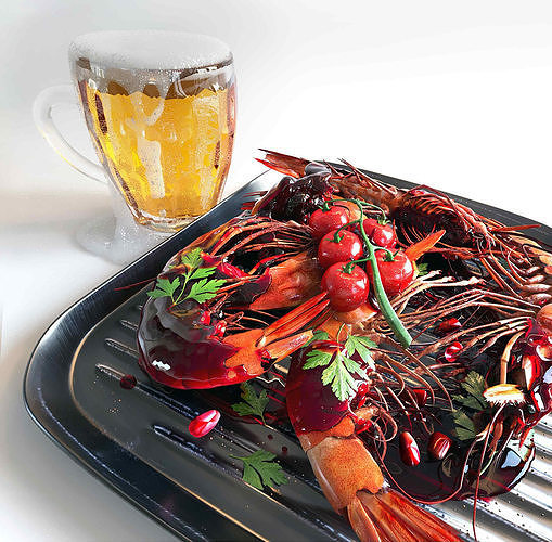 shrimp dish Low-poly 3D model 3