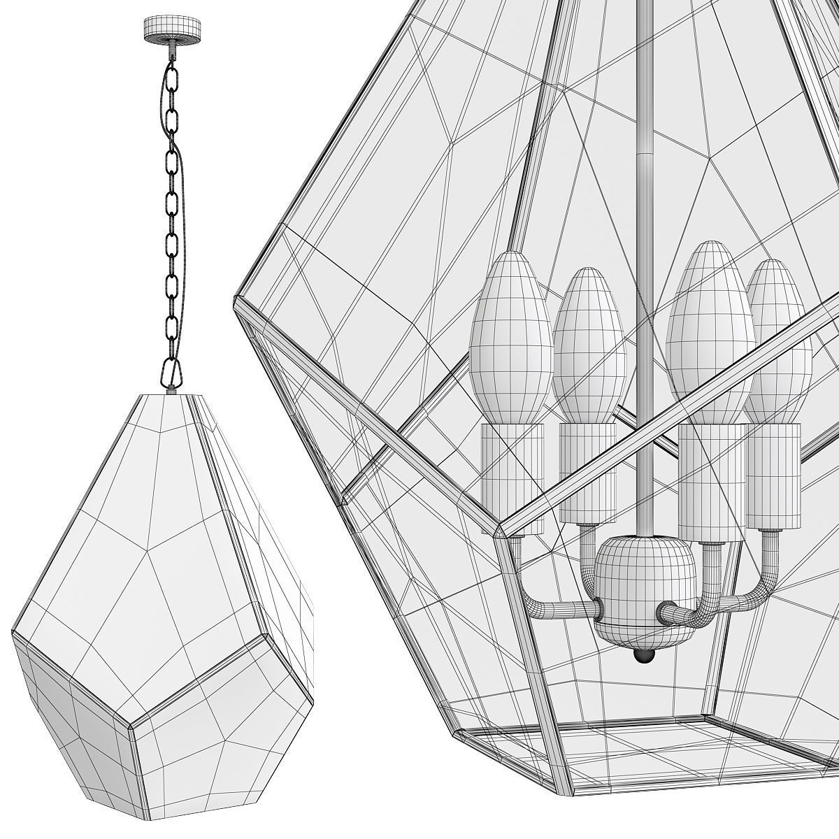 Geometry Glass Light Pendant Transparent 4 Low-poly 3D model_1