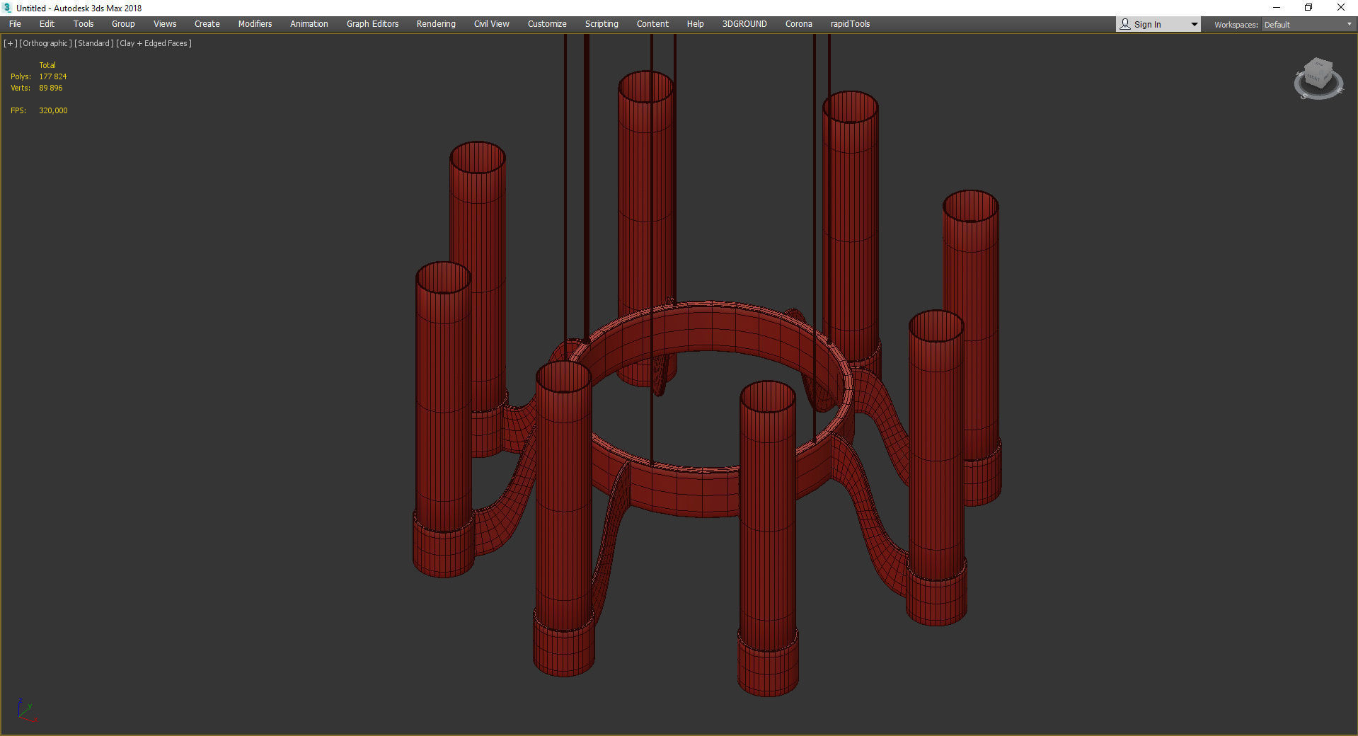 Castle Candles Bronze Low-poly 3D model_3