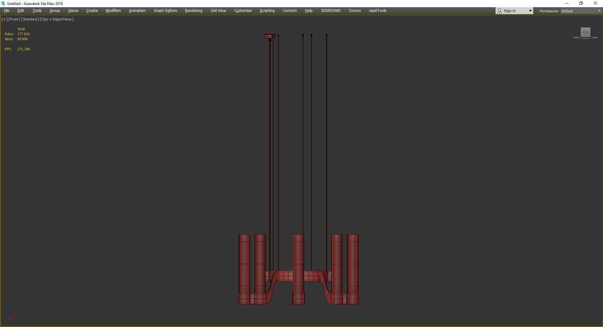 Castle Candles Bronze Low-poly 3D model_2
