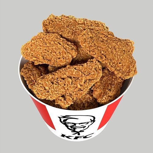 KFC 12 unique chicken wings bucket 3D model 5