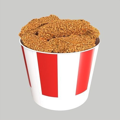 KFC 12 unique chicken wings bucket 3D model 4