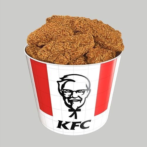 KFC 12 unique chicken wings bucket 3D model 7