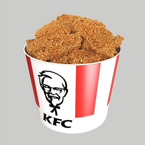 KFC 12 unique chicken wings bucket 3D model 2