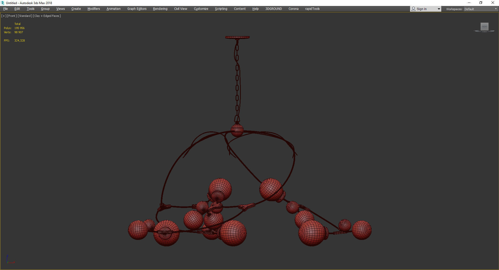 Sprig Circular Pendant Low-poly 3D model_3