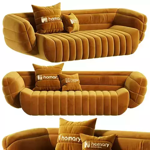 Yellow Velvet Upholstered Sofa by Homary