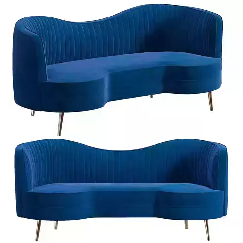 Velvet Sofa in Blue by Homary