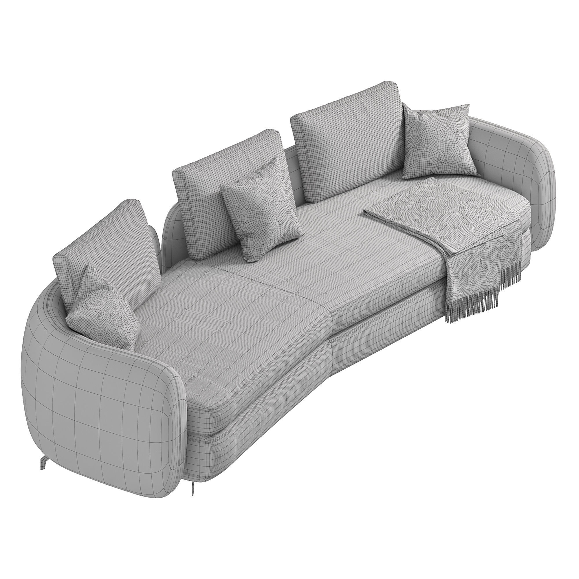 Beige Upholstered Sofa by Homary 3D model_2