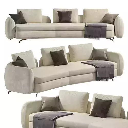Beige Upholstered Sofa by Homary 3D model
