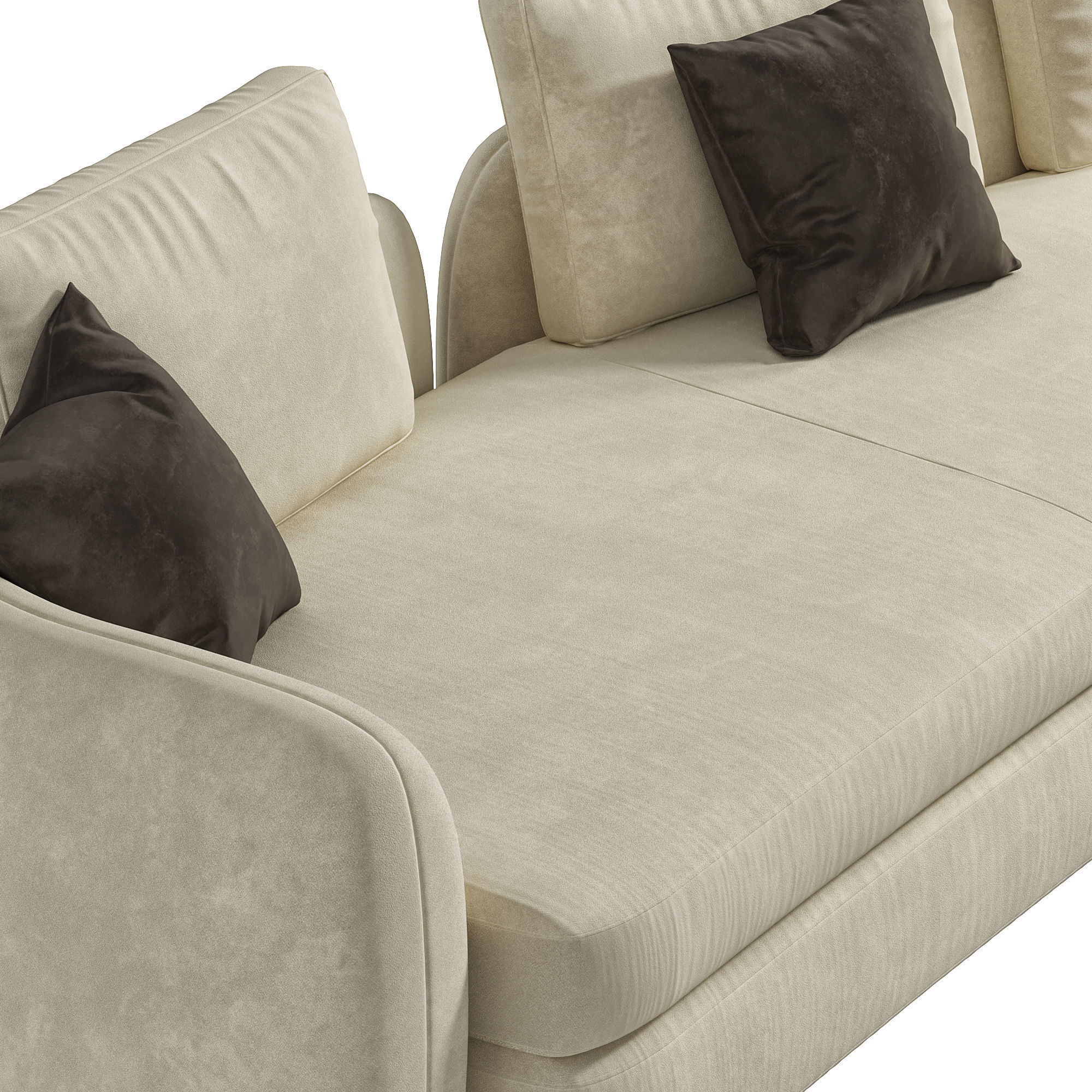 Beige Upholstered Sofa by Homary 3D model_1