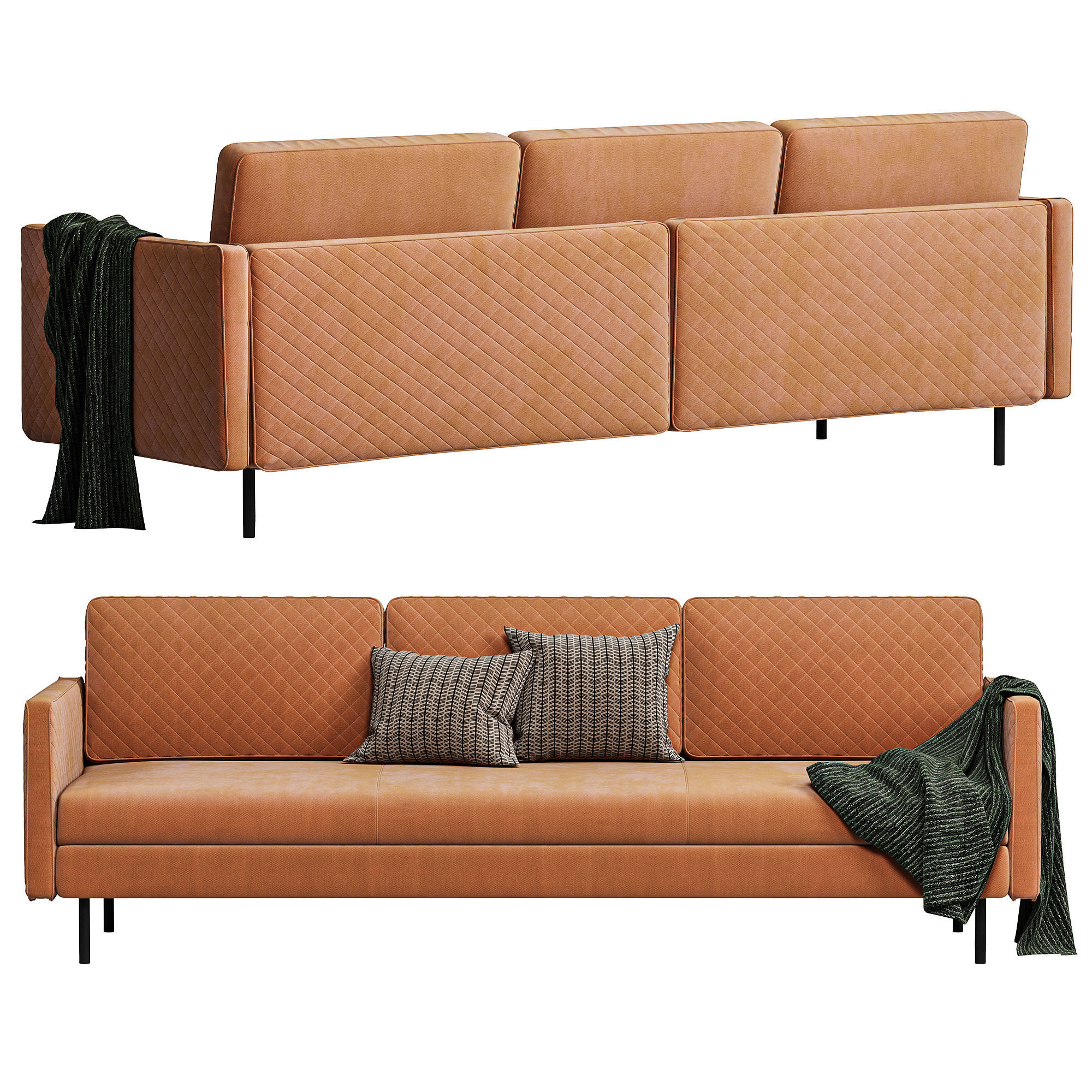 Fabric Upholstered Sofa by Homary 3D model_1