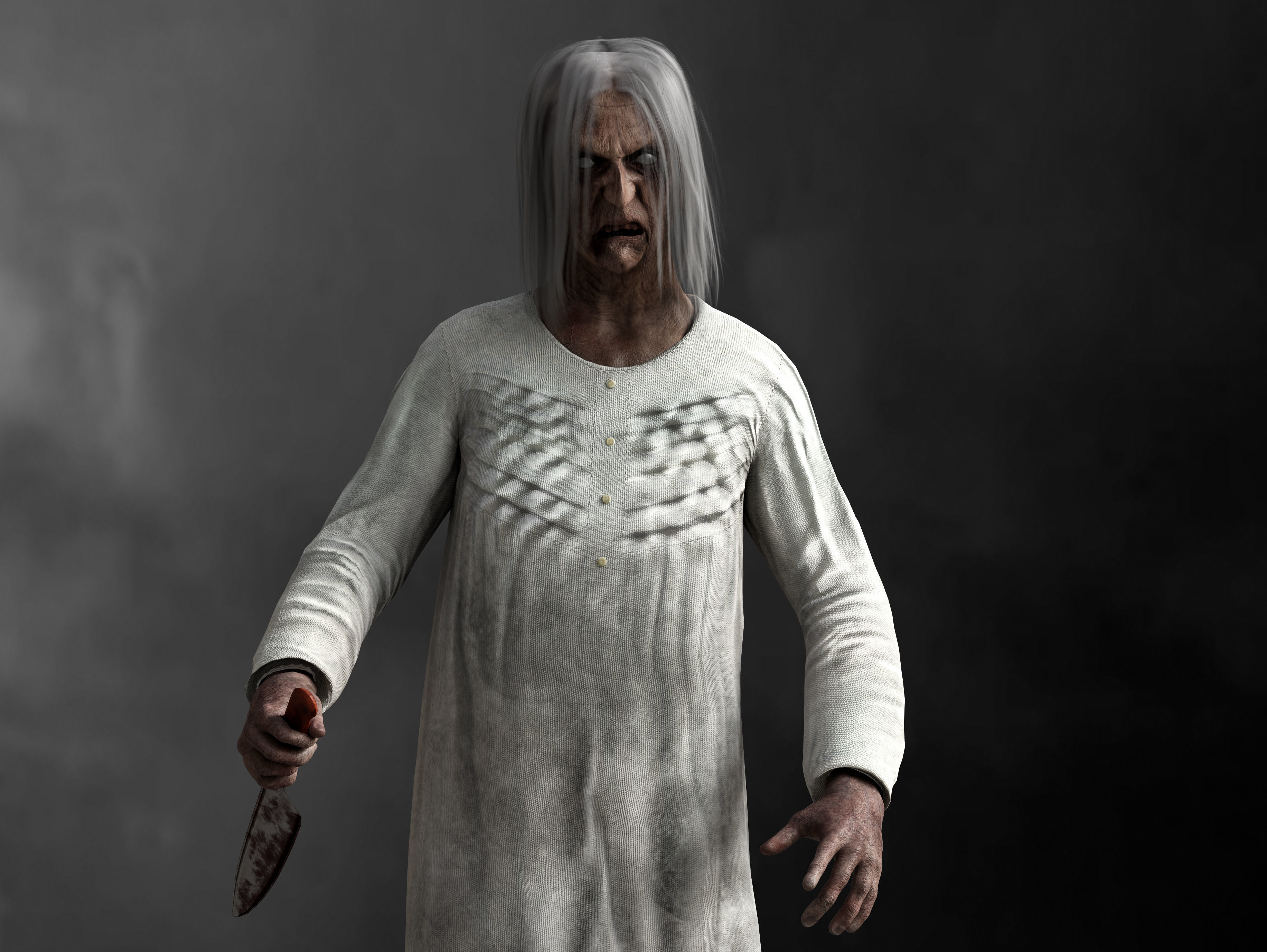 Horror Granny Low-poly 3D model_2
