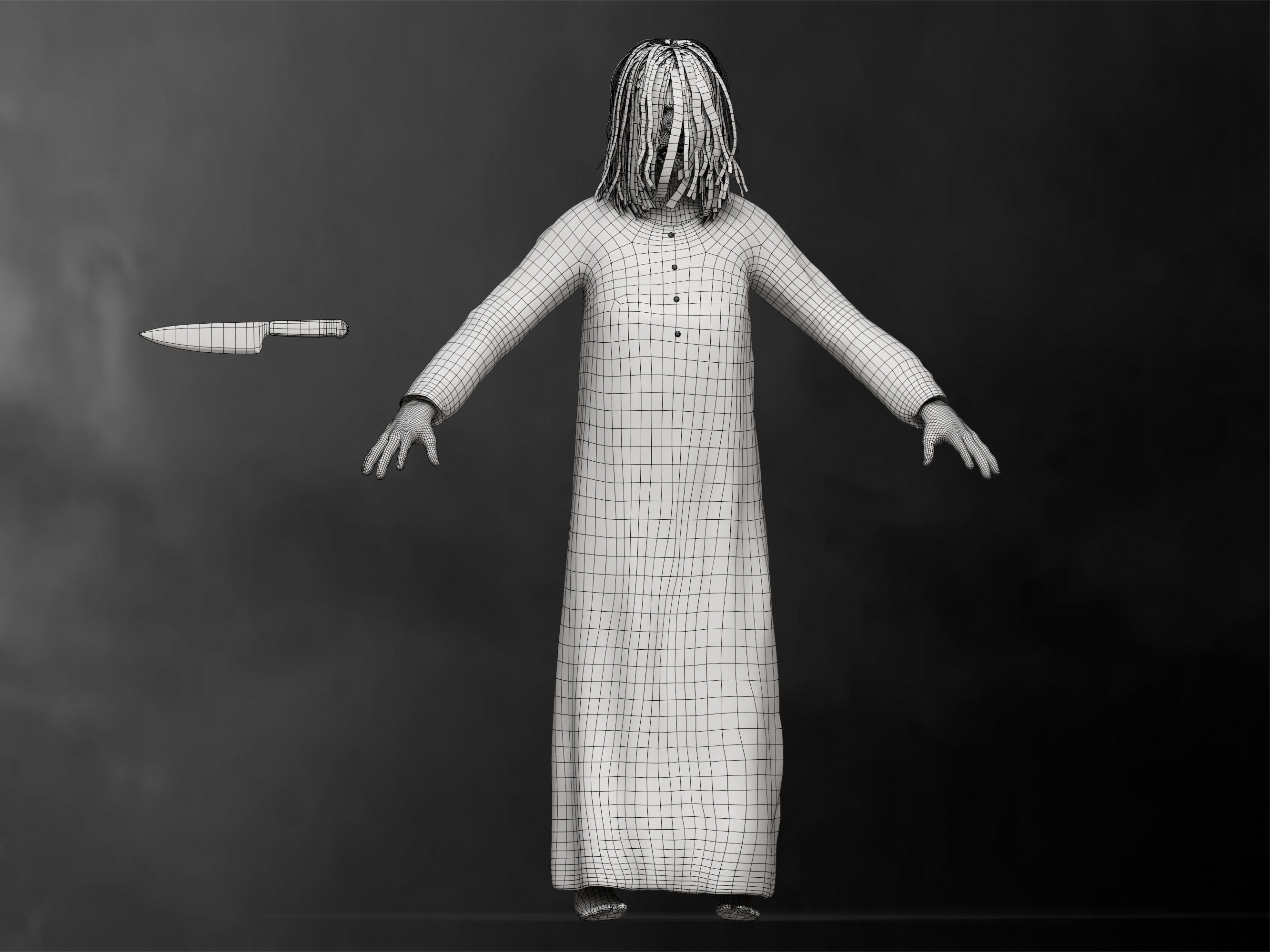 Horror Granny Low-poly 3D model_9