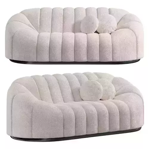 Oval Boucle White Sofa by Homary