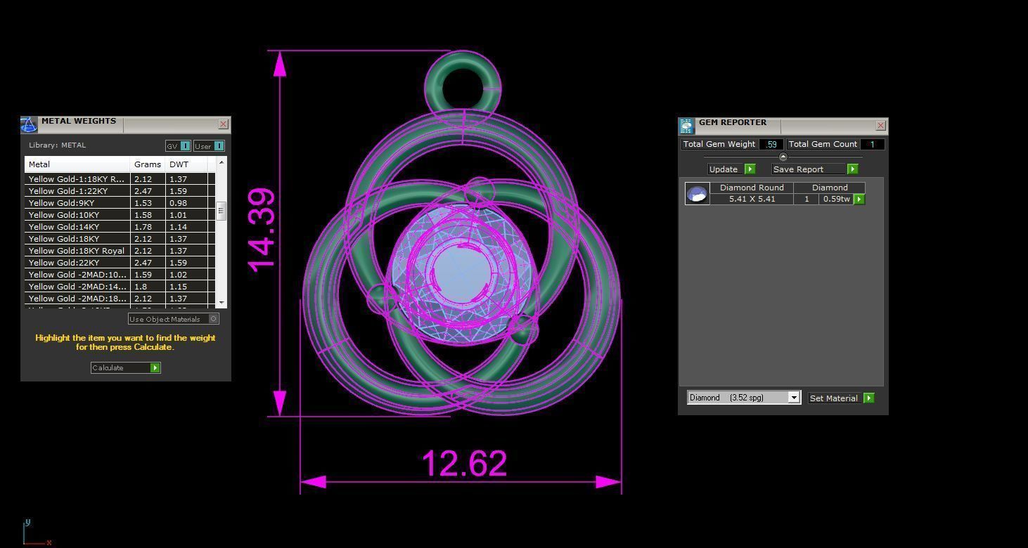 Ultra Light Wt Solitaire Diamond Pendant Necklace 3dm stl obj 3D print model_3