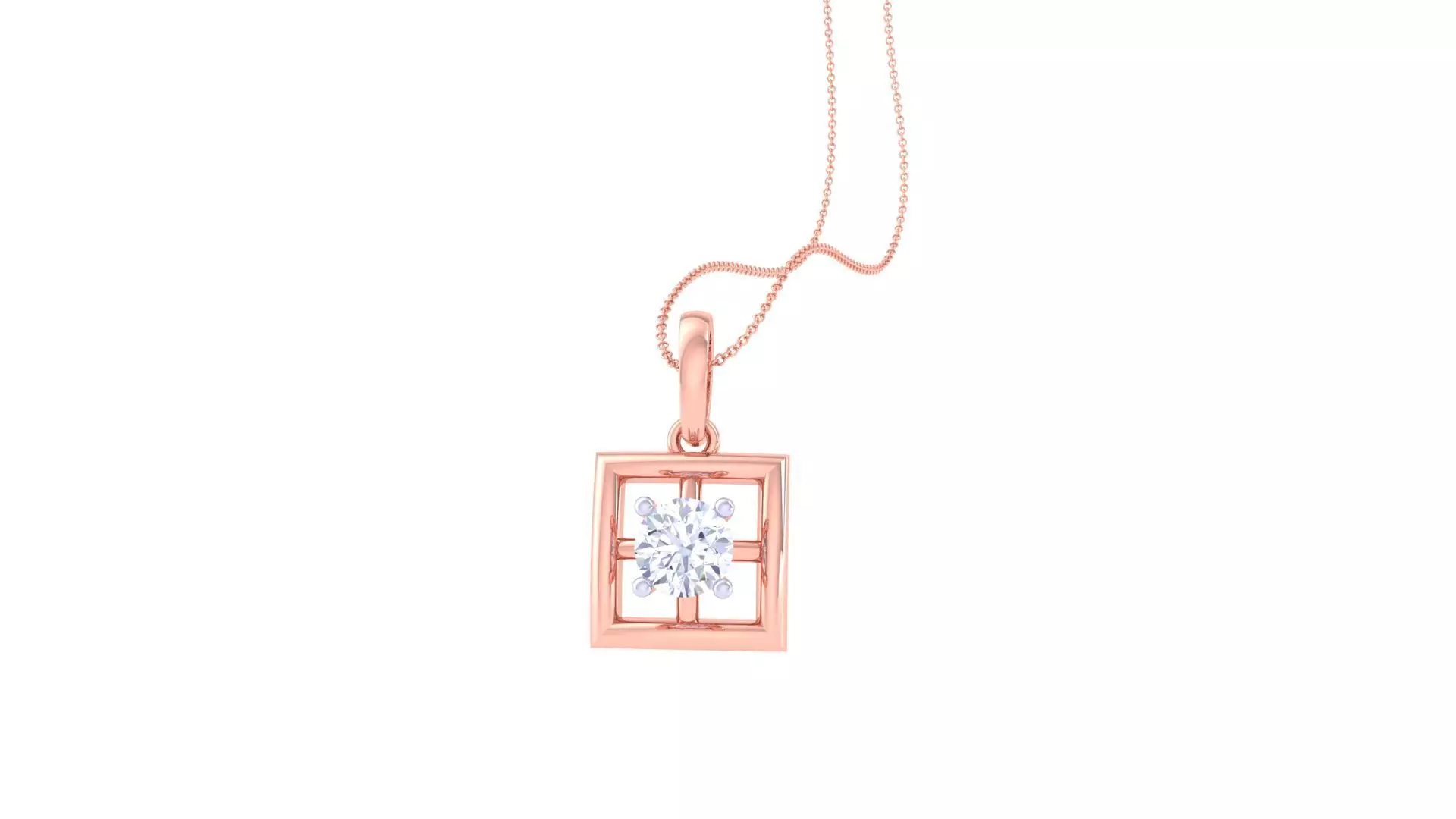 Ultra Light Wt Solitaire Diamond Pendant Necklace 3dm stl obj 3D print model_0