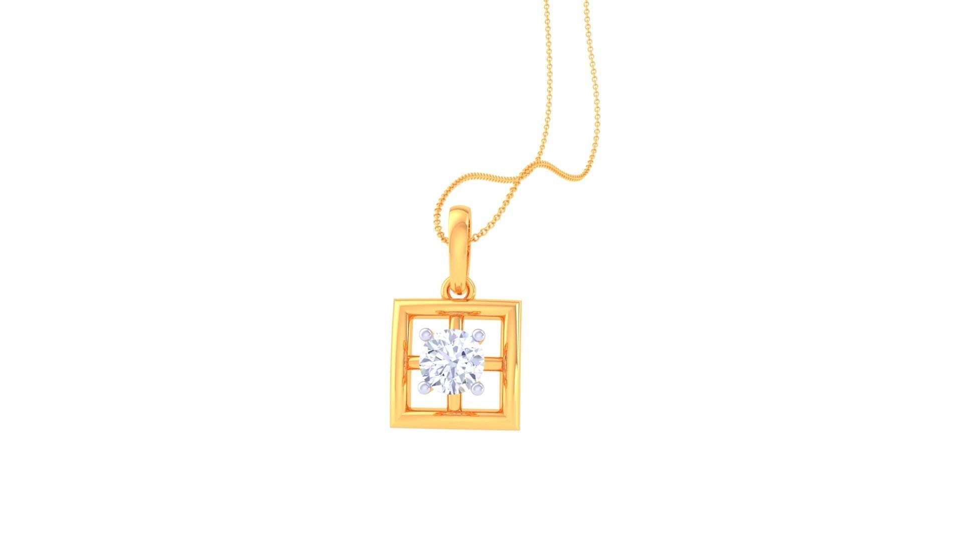 Ultra Light Wt Solitaire Diamond Pendant Necklace 3dm stl obj 3D print model_1