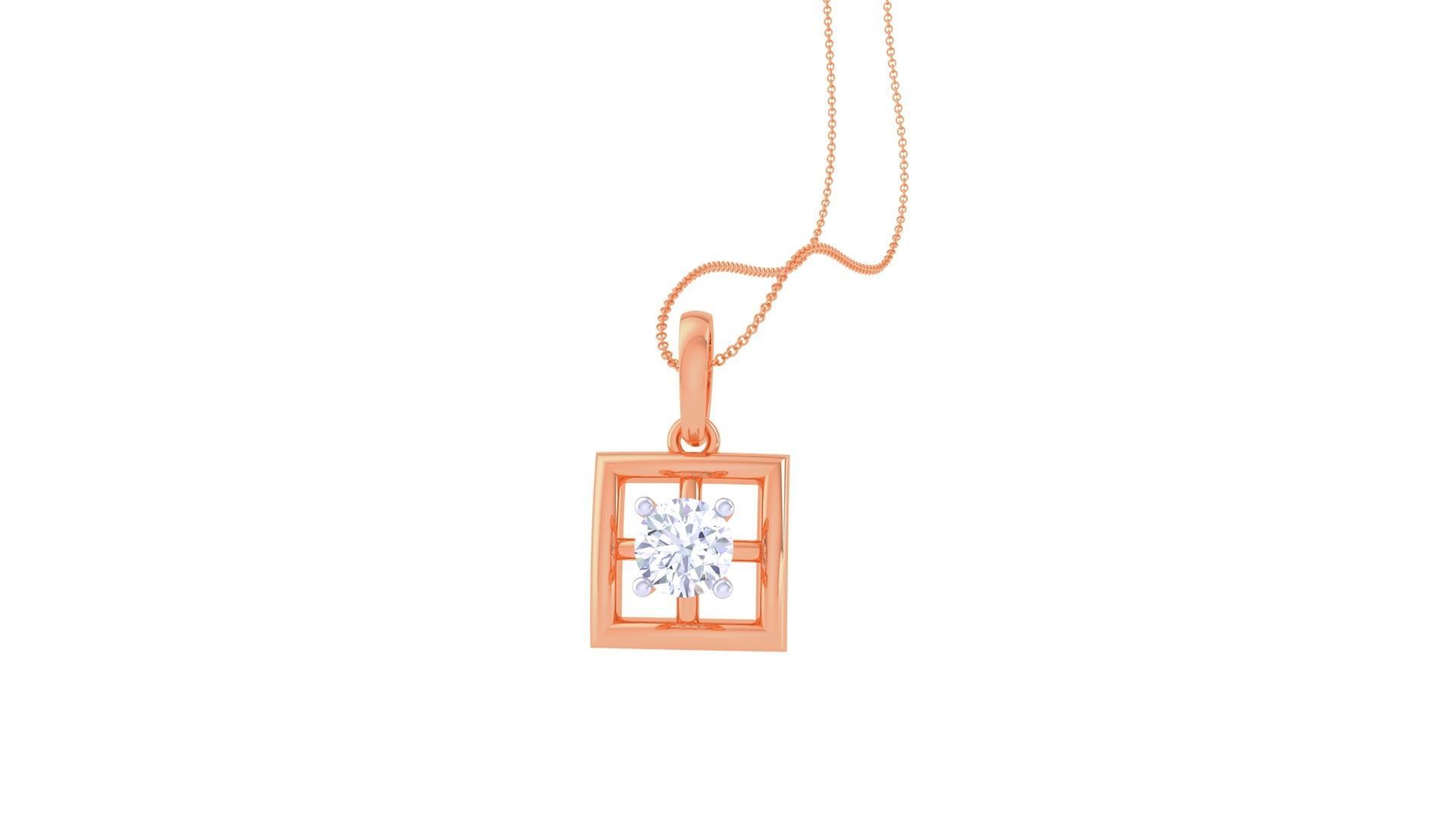 Ultra Light Wt Solitaire Diamond Pendant Necklace 3dm stl obj 3D print model_4