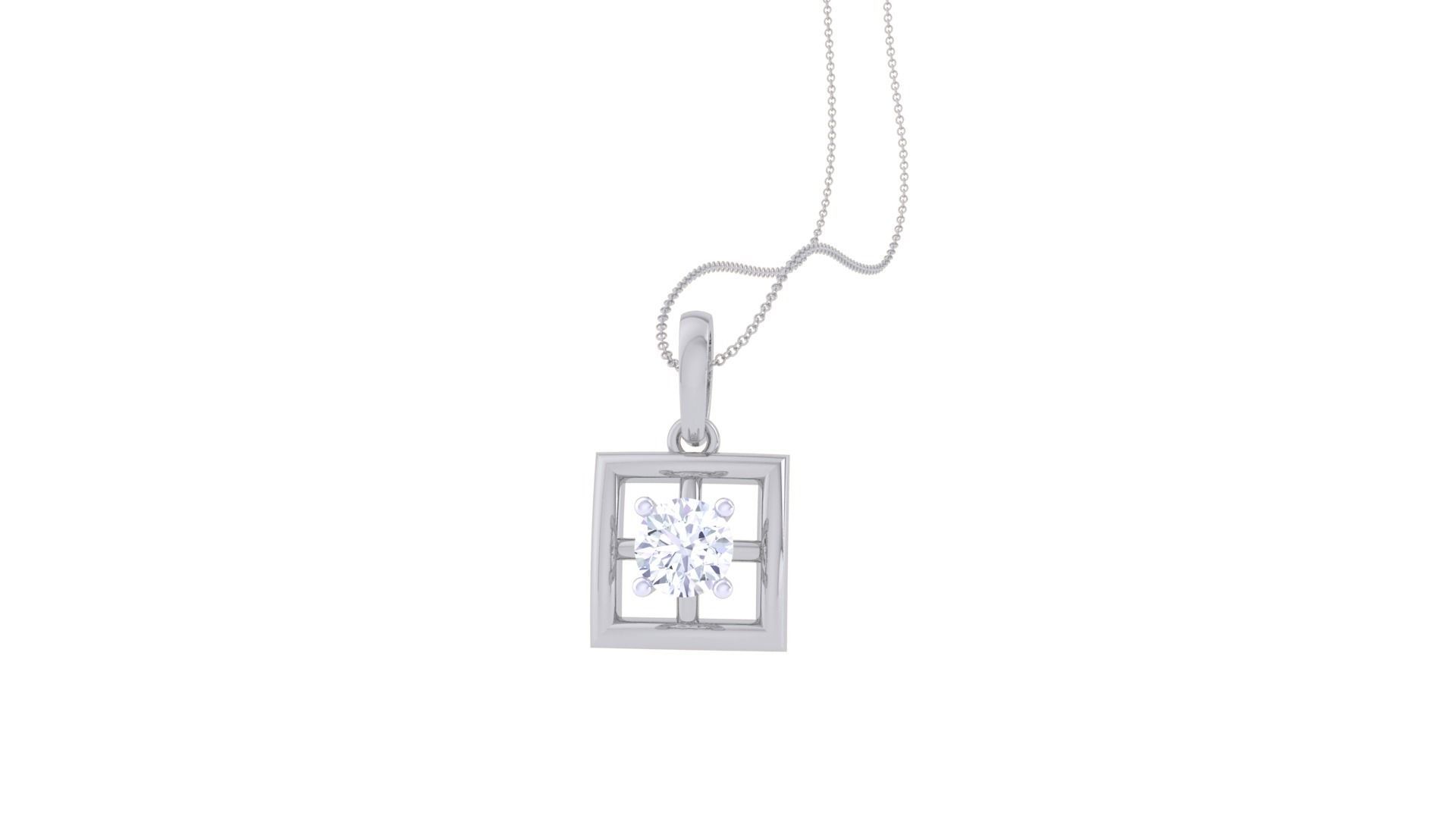 Ultra Light Wt Solitaire Diamond Pendant Necklace 3dm stl obj 3D print model_2