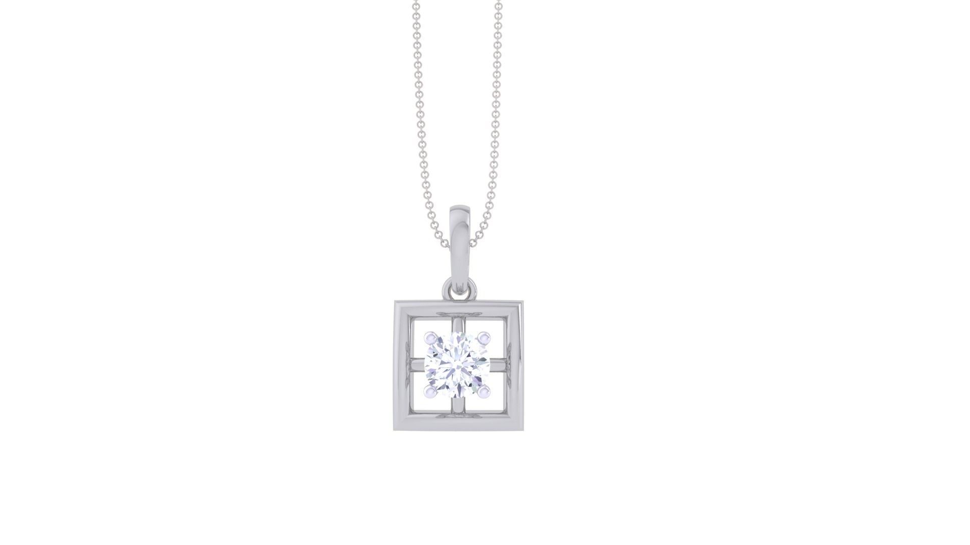 Ultra Light Wt Solitaire Diamond Pendant Necklace 3dm stl obj 3D print model_5