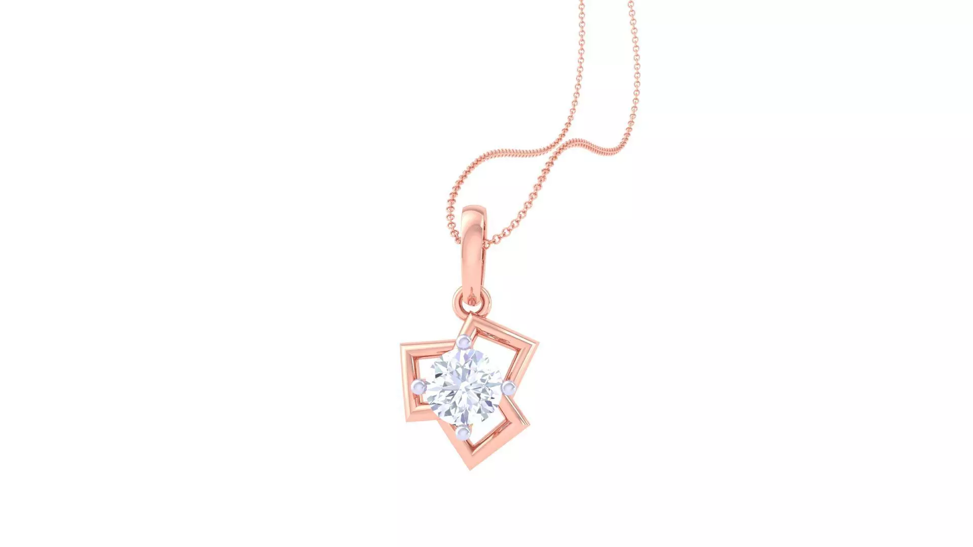 Ultra Light Wt Solitaire Diamond Pendant Necklace 3dm stl obj 3D print model_0