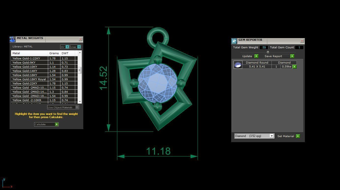 Ultra Light Wt Solitaire Diamond Pendant Necklace 3dm stl obj 3D print model_3
