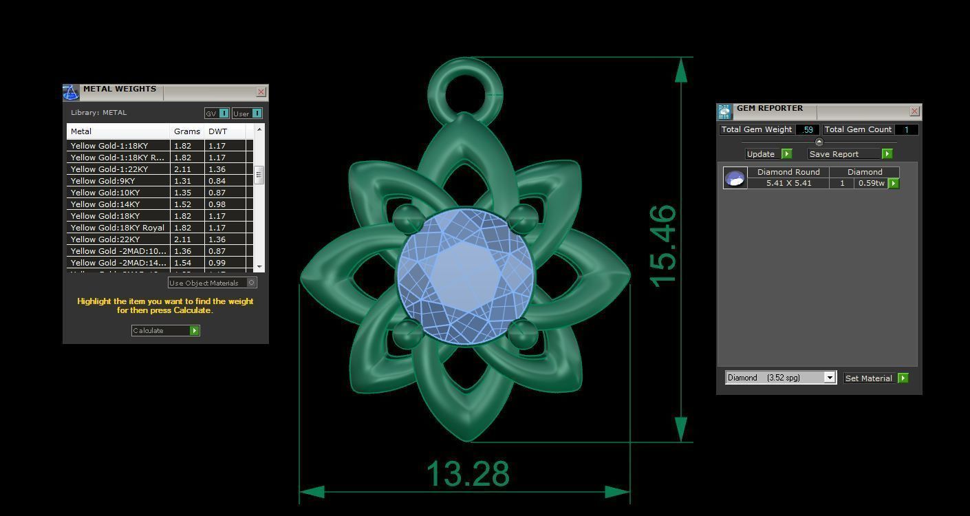 Ultra Light Wt Solitaire Diamond Pendant Necklace 3dm stl obj 3D print model_3