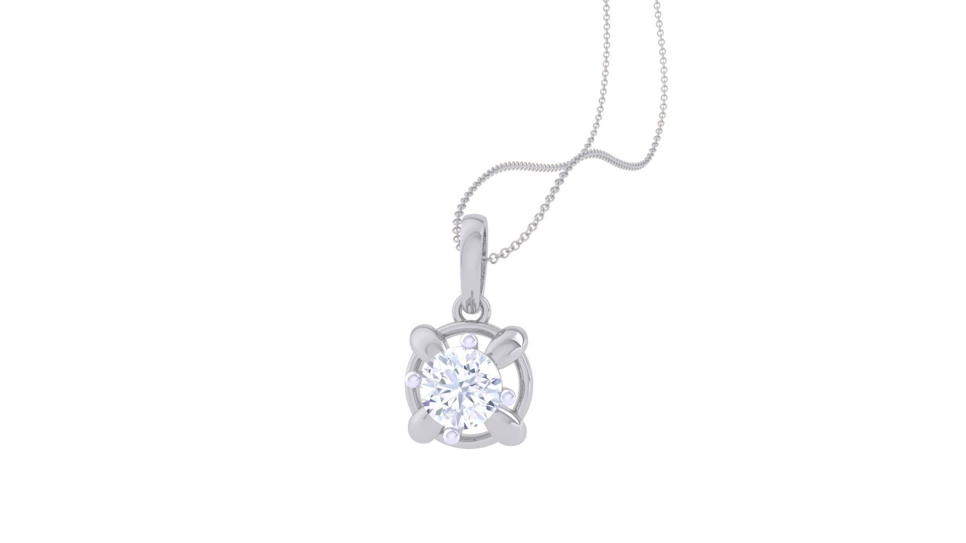 Ultra Light Wt Solitaire Diamond Pendant Necklace 3dm stl obj 3D print model_1