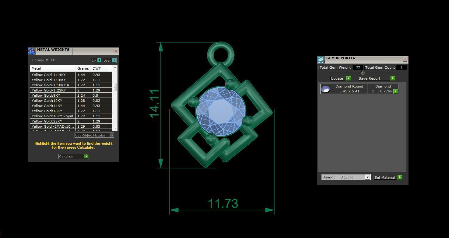 Ultra Light Wt Solitaire Diamond Pendant Necklace 3dm stl obj 3D print model_3