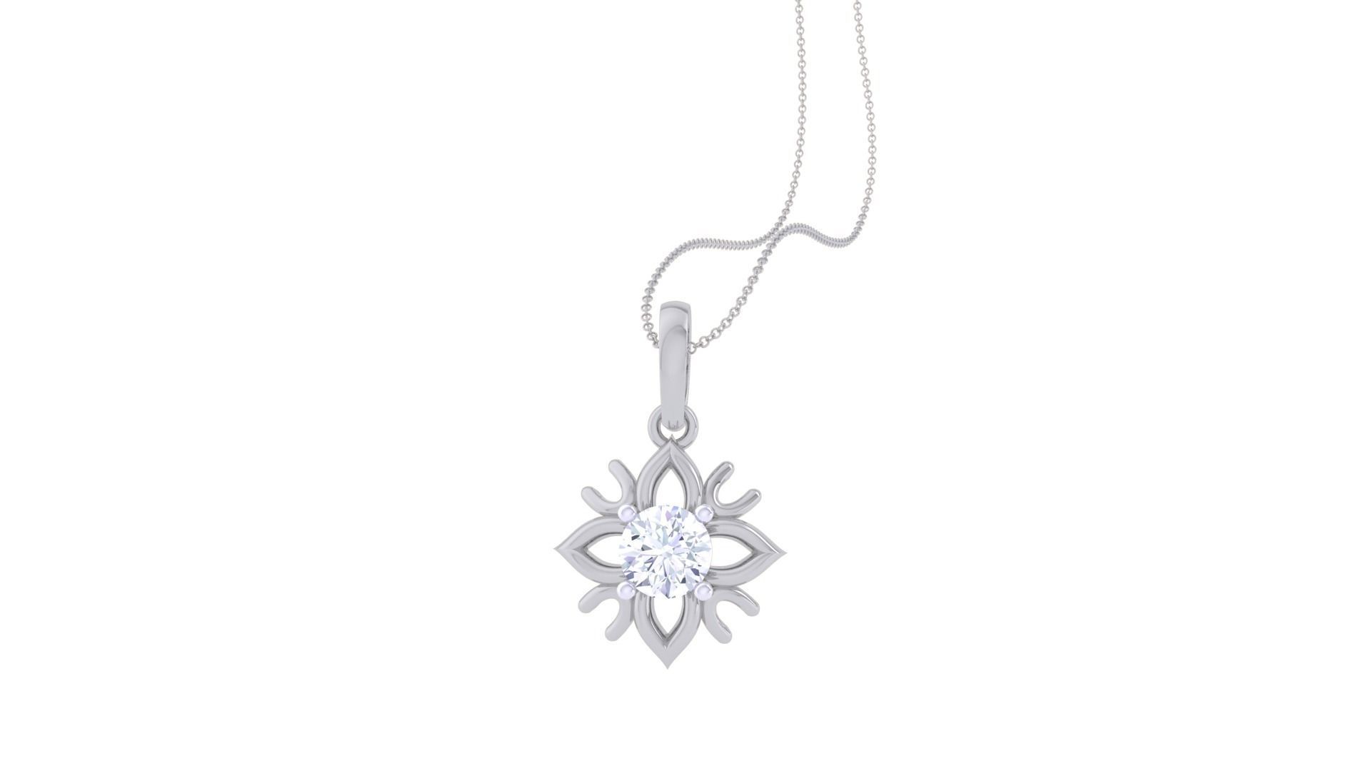 Ultra Light Wt Solitaire Diamond Pendant Necklace 3dm stl obj 3D print model_3