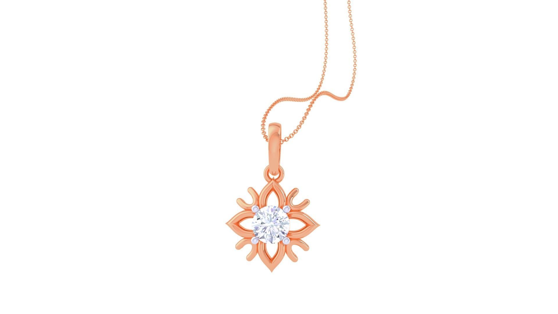 Ultra Light Wt Solitaire Diamond Pendant Necklace 3dm stl obj 3D print model_2