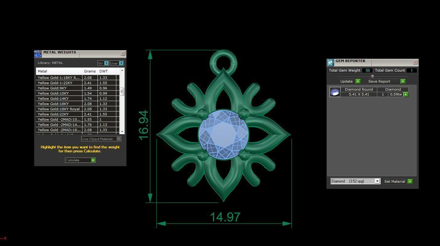 Ultra Light Wt Solitaire Diamond Pendant Necklace 3dm stl obj 3D print model_4