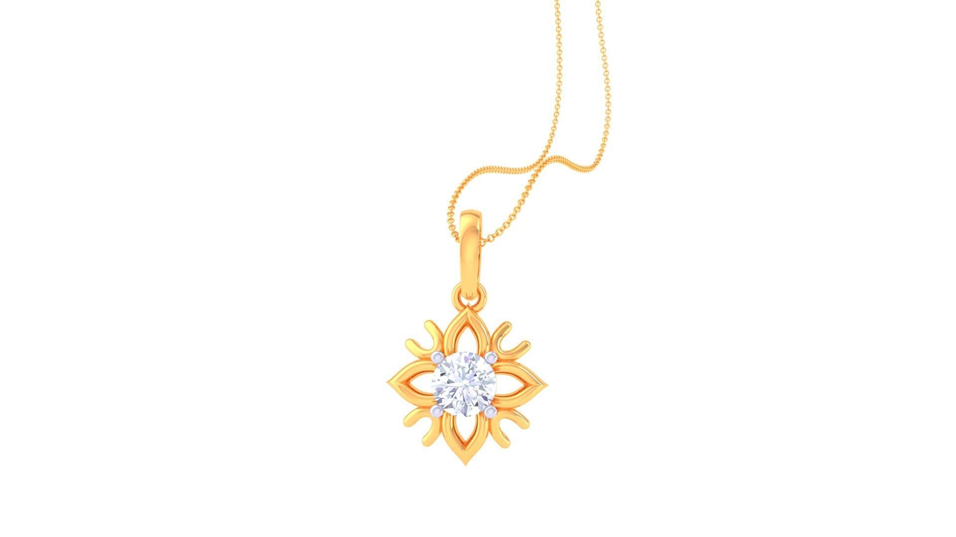 Ultra Light Wt Solitaire Diamond Pendant Necklace 3dm stl obj 3D print model_1