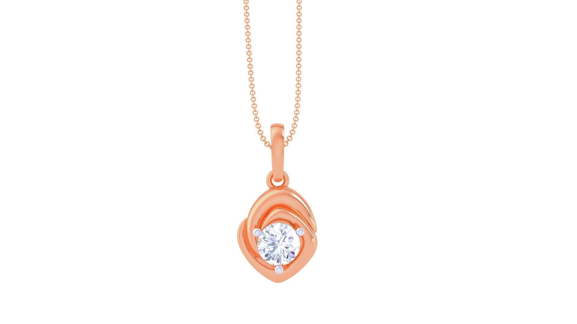 Ultra Light Wt Solitaire Diamond Pendant Necklace 3dm stl obj 3D print model_5