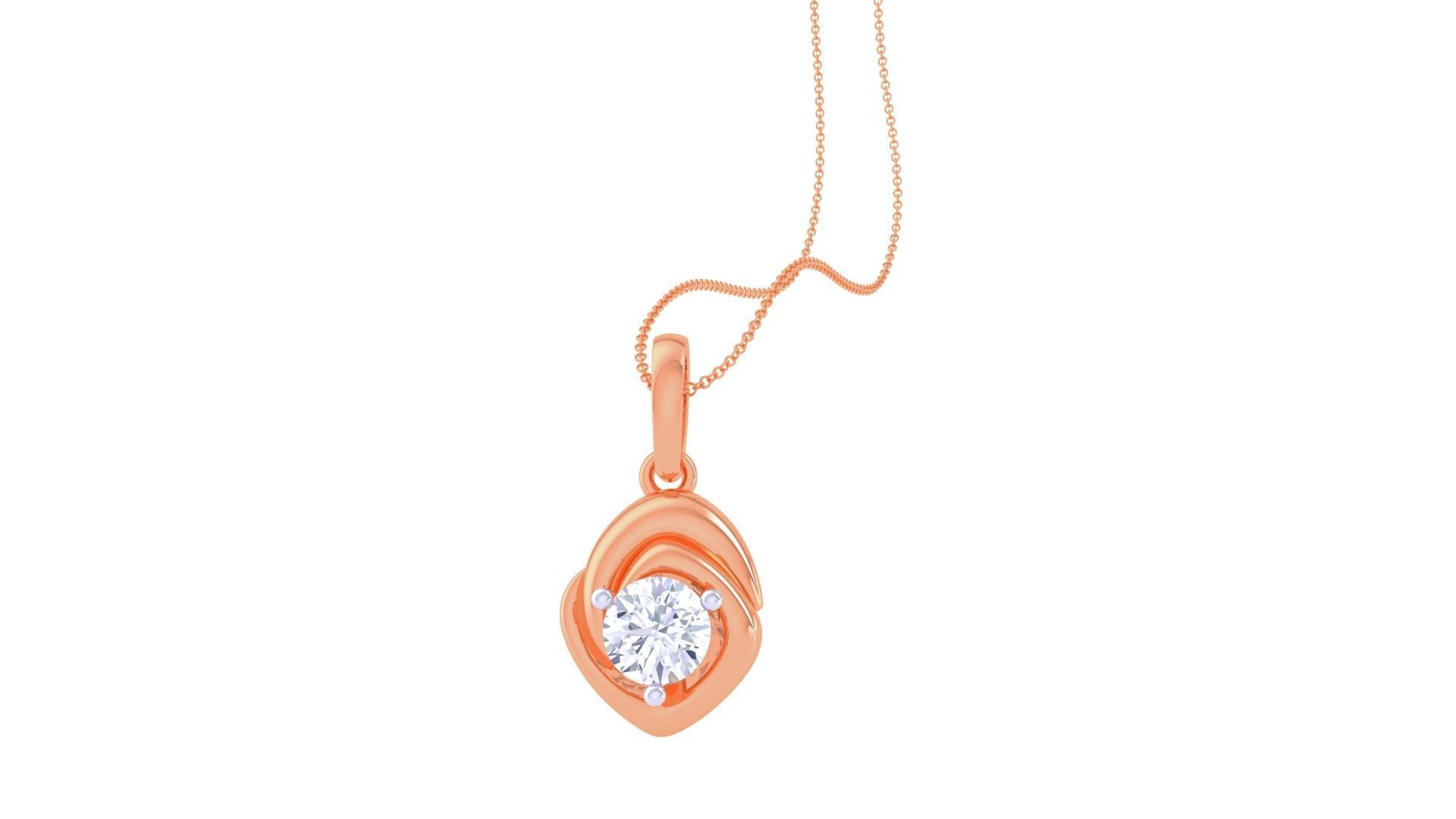 Ultra Light Wt Solitaire Diamond Pendant Necklace 3dm stl obj 3D print model_1