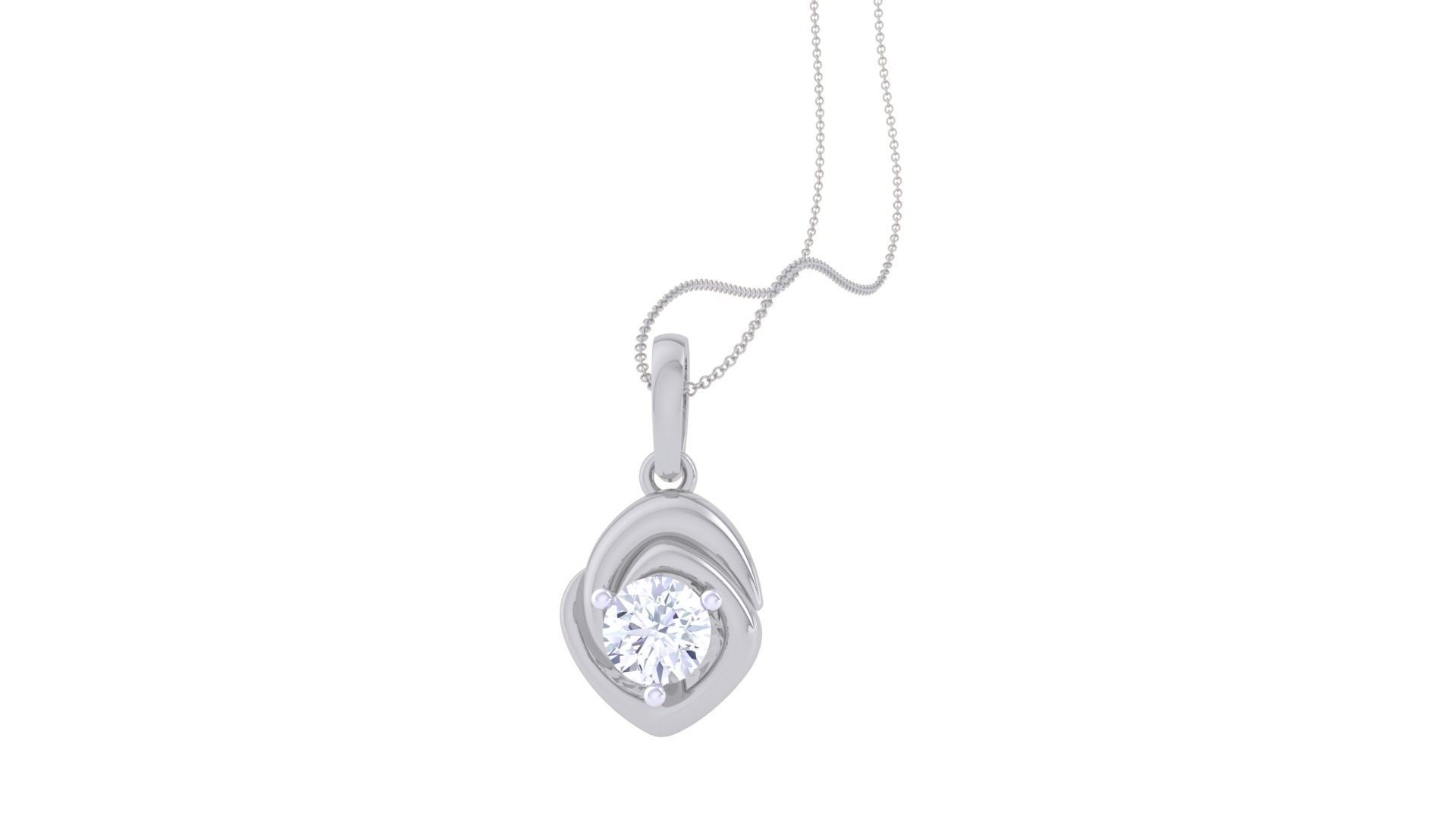 Ultra Light Wt Solitaire Diamond Pendant Necklace 3dm stl obj 3D print model_3