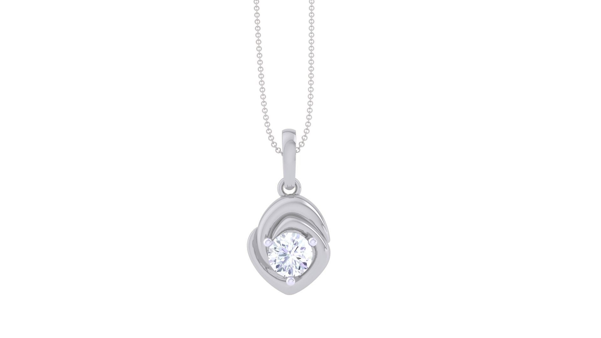 Ultra Light Wt Solitaire Diamond Pendant Necklace 3dm stl obj 3D print model_7