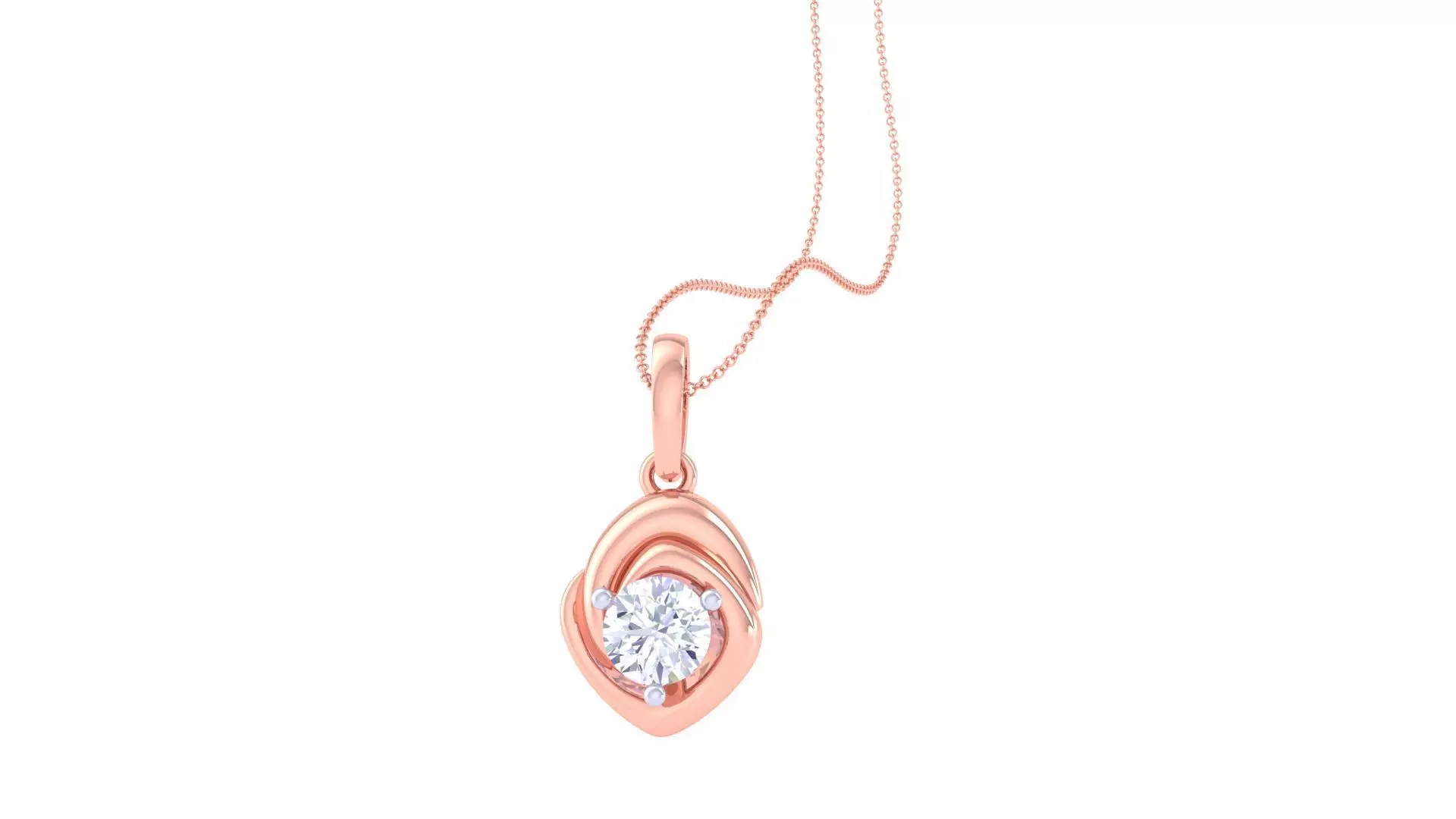 Ultra Light Wt Solitaire Diamond Pendant Necklace 3dm stl obj 3D print model_0