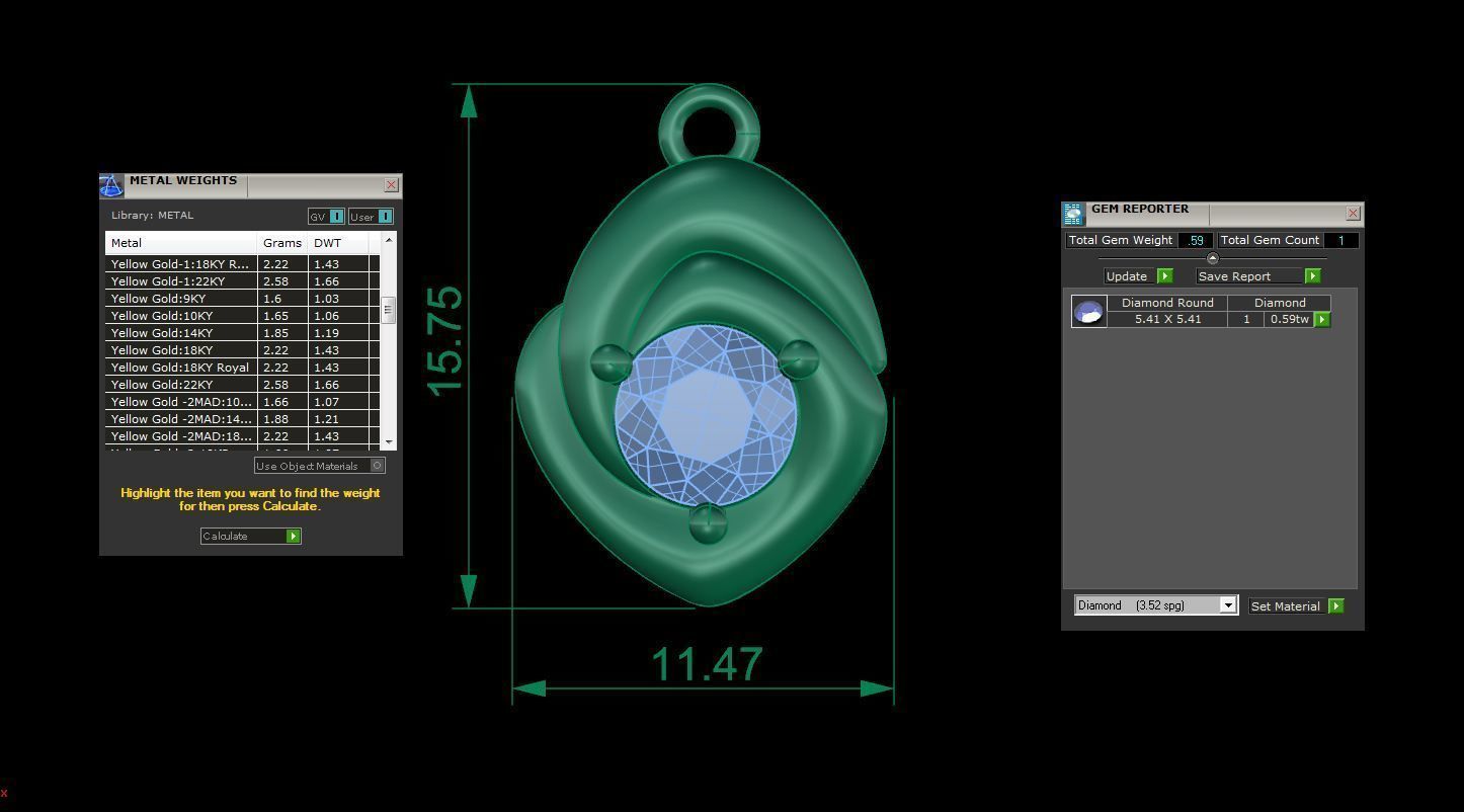 Ultra Light Wt Solitaire Diamond Pendant Necklace 3dm stl obj 3D print model_4