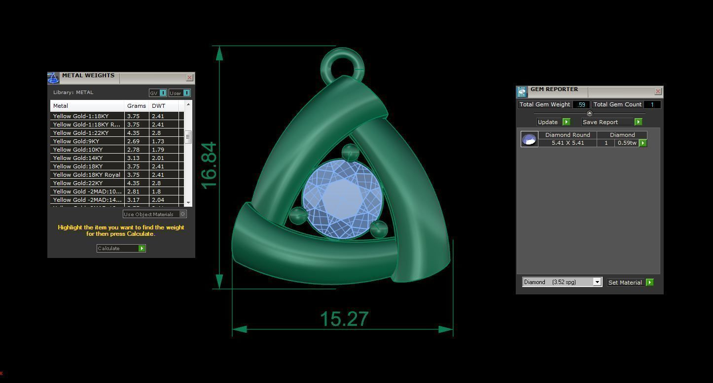 Ultra Light Wt Solitaire Diamond Pendant Necklace 3dm stl obj 3D print model_3